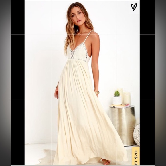Lulu’s Hippie Chic Cream Maxi Dress - Picture 2 of 11